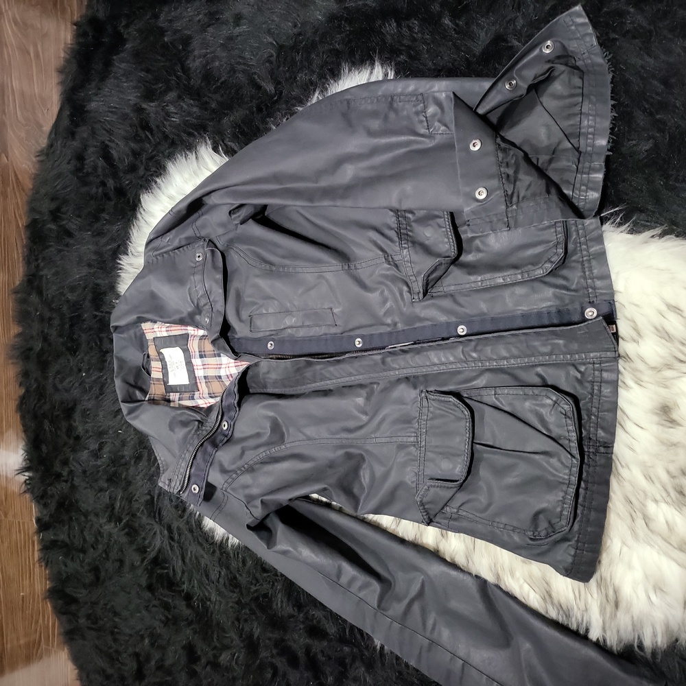 WOMENS L.O.G.G JACKET BY H&M BLACK WITH PLAID INNER SHELL SIZE 6